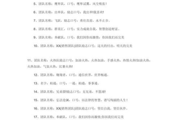 打造独特品牌的团队名字与口号策略